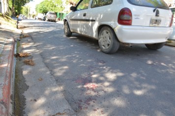 Las manchas de sangre en el lugar donde sucedió el hecho.  Foto: Yamil Regules