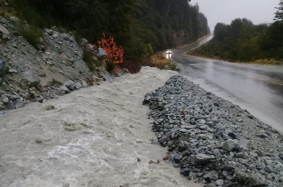 Calzada reducida en la ruta 40 entre Bariloche y El Bolsón. (Gentileza Vialidad Nacional)