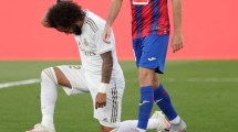 Imagen de Marcelo celebra su gol para el Real Madrid homenajeando la lucha antirracista