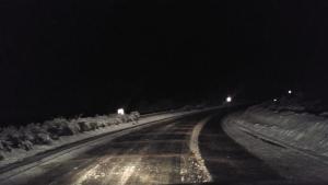 Hielo en las zonas altas de la ruta 40, entre Bariloche y El Bolsón