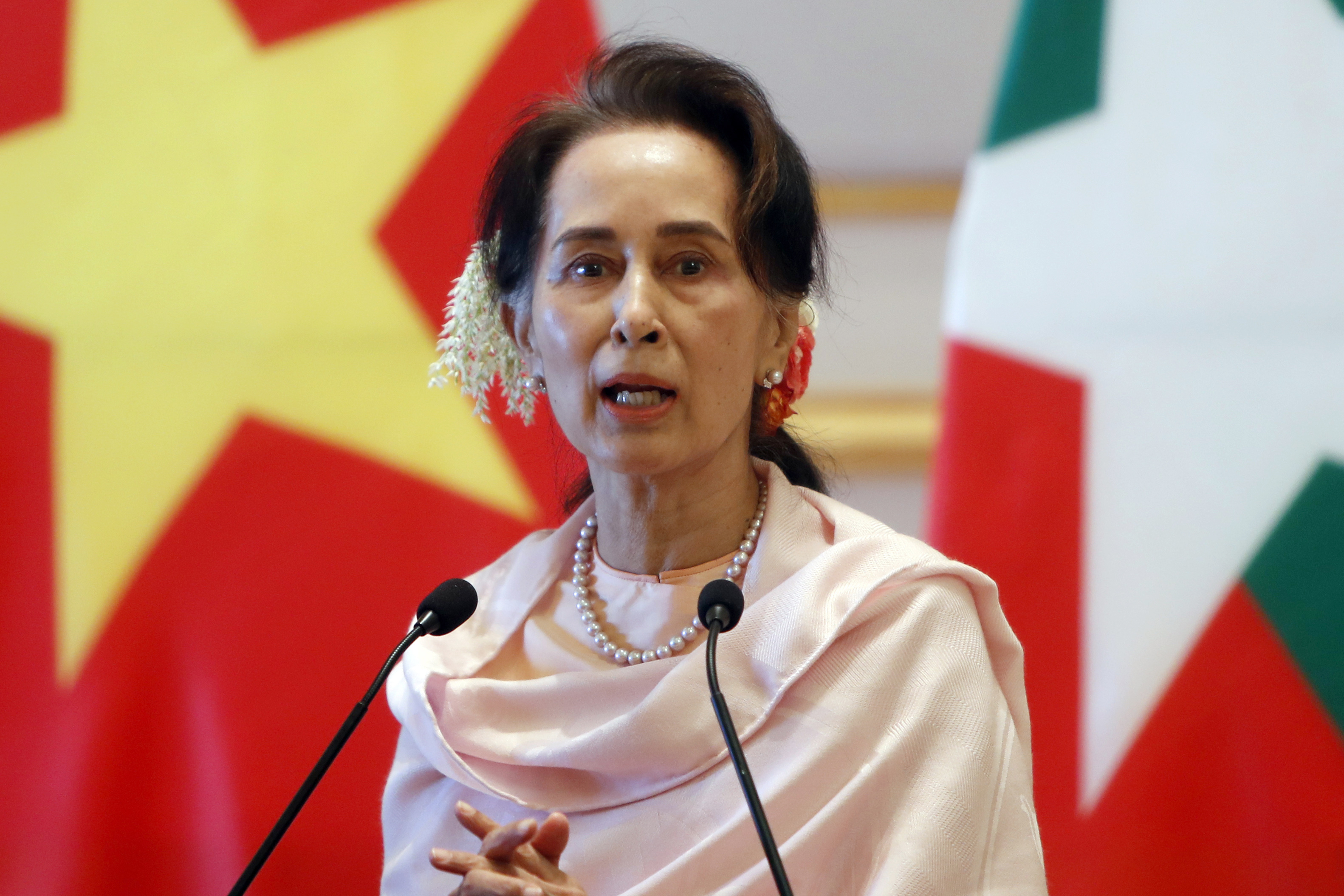 La líder del partido gobernante y premio Nóbel de la Paz, Aung San Suu Kyi, fue detenida en Myanmar. Foto: AP.