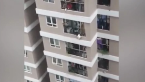 Video: salvó a una nena que había caído de un piso 12 en Vietnam