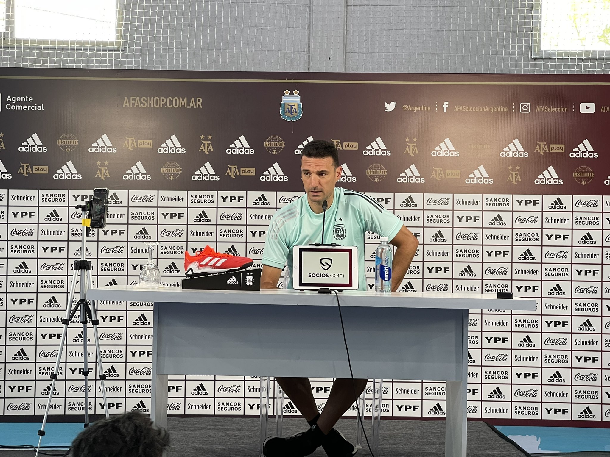 Lionel Scaloni en la conferencia de prensa de hoy. 