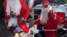 Imagen de Video: un Papá Noel justiciero atrapó a un ladrón que había robado una cartera