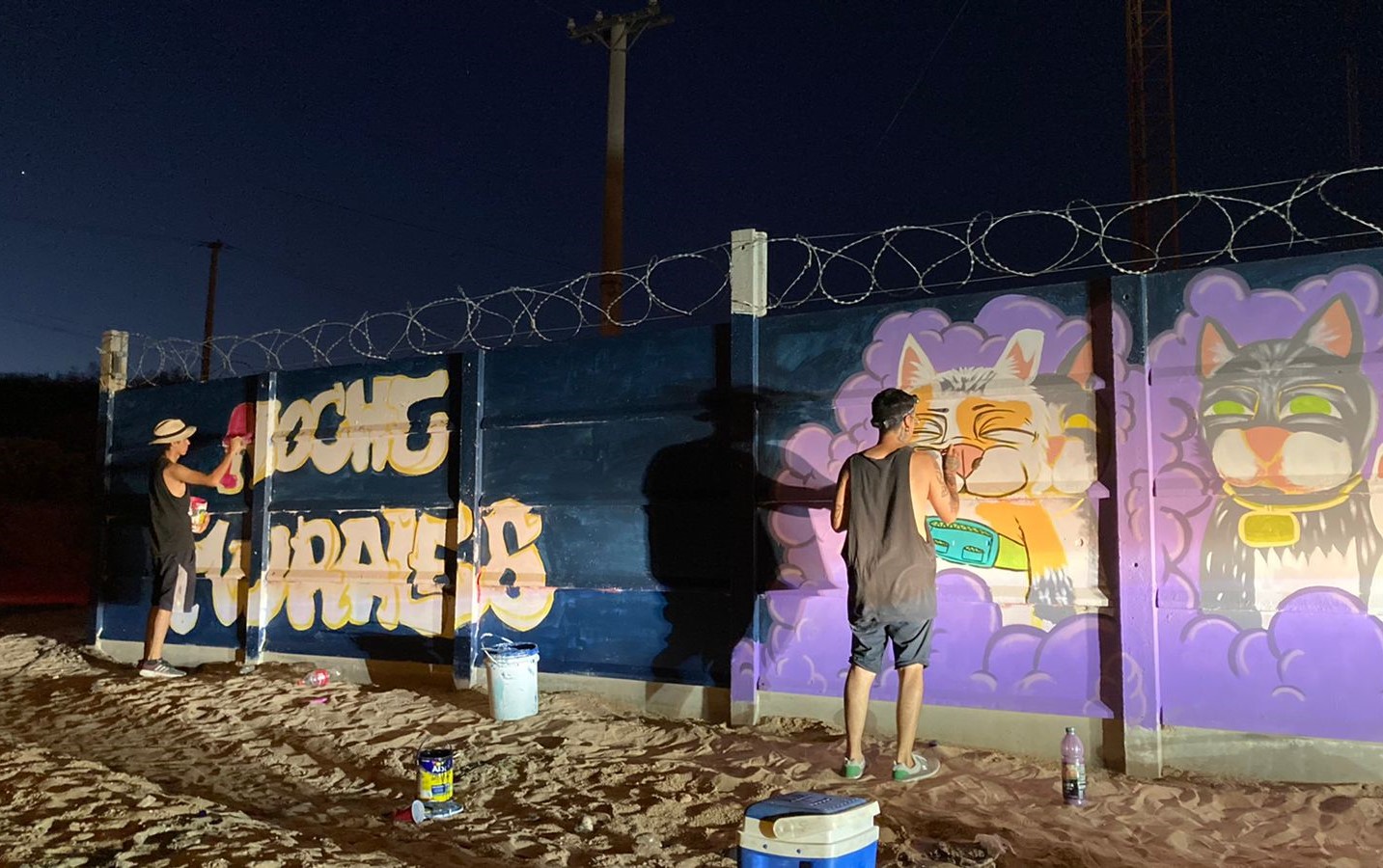 La primera edición de La noche de los murales se hizo en Rincón de Emilio. (Foto: Gentileza)