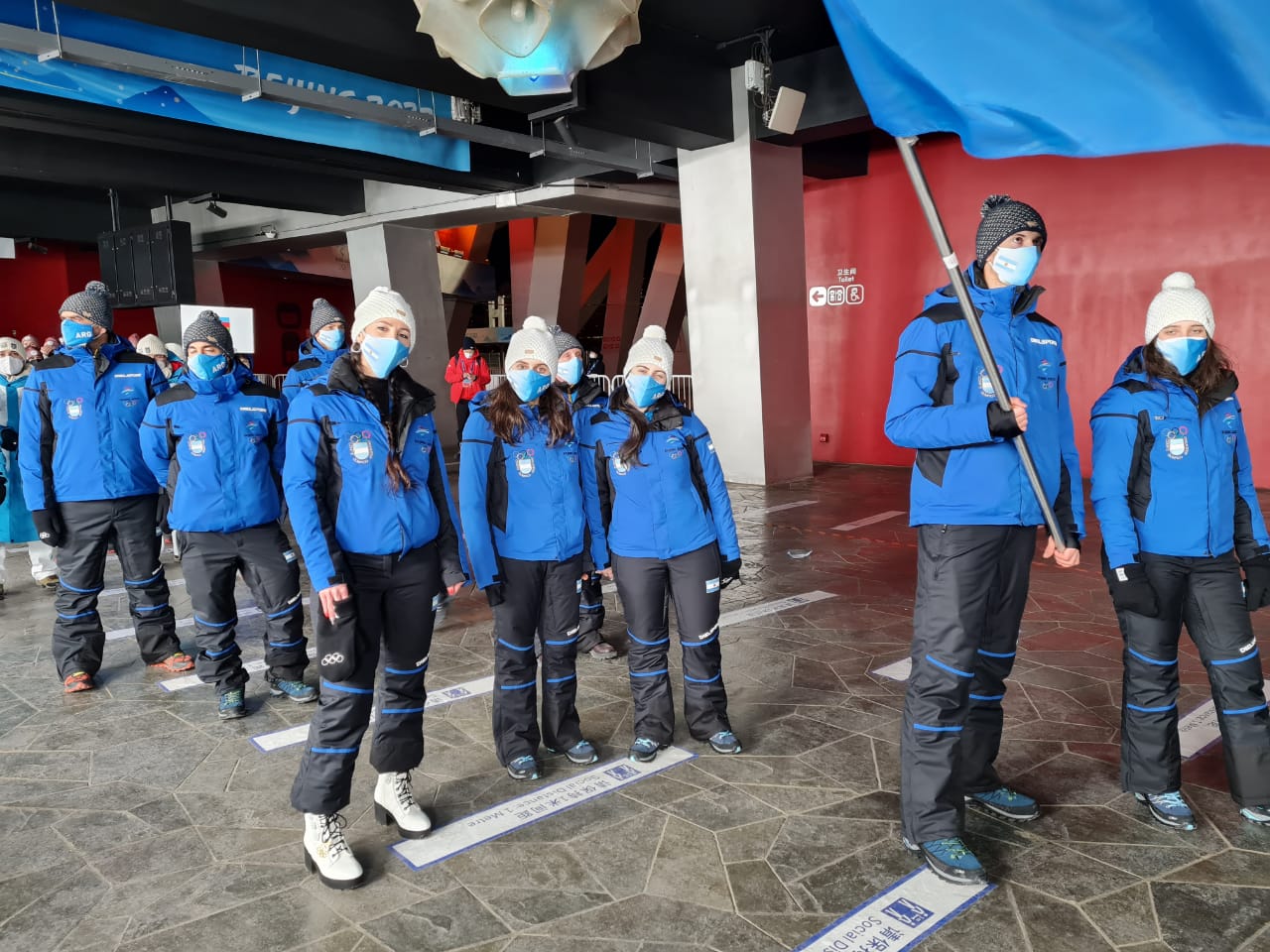 La delegación argentina durante la ceremonia de apertura de los Juegos de Invierno. Foto: gentileza