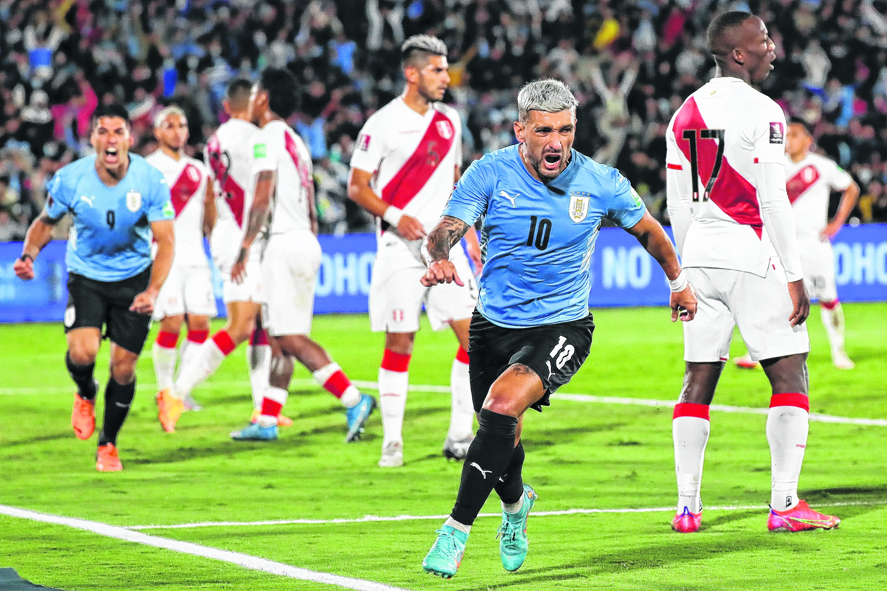 Giorgian de Arrascaeta marcó el gol que metió a Uruguay en la próxima Copa del Mundo. (Raul Martinez /Pool via AP)