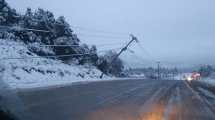 Imagen de Se cayó un tramo del tendido eléctrico por el temporal de nieve y lluvia en Bariloche