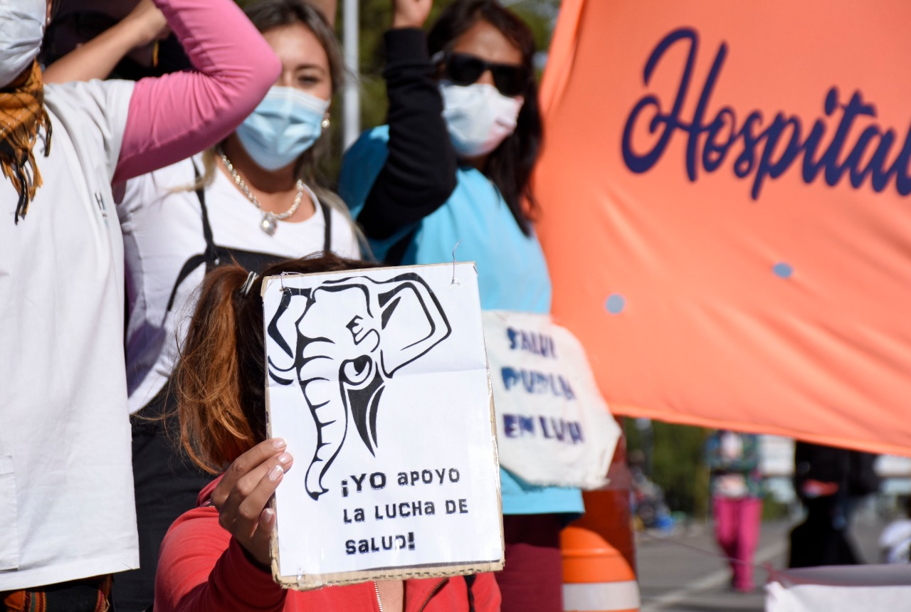 Los autoconvocados de salud identificados como “elefantes”. Fue uno de los conflictos más extensos de la gestión Gutiérrez. Foto archivo.