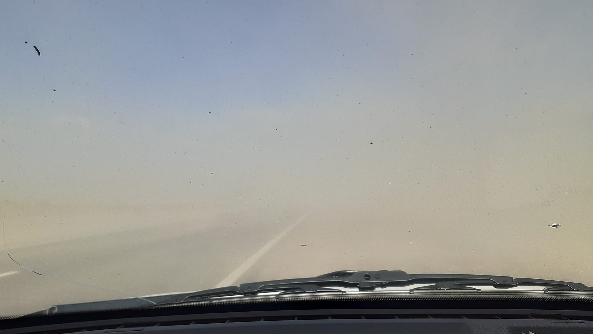 Las fuertes ráfagas generan densas nubes de polvillo que disminuyen la visibilidad en las rutas de la región. Foto: gentileza.
