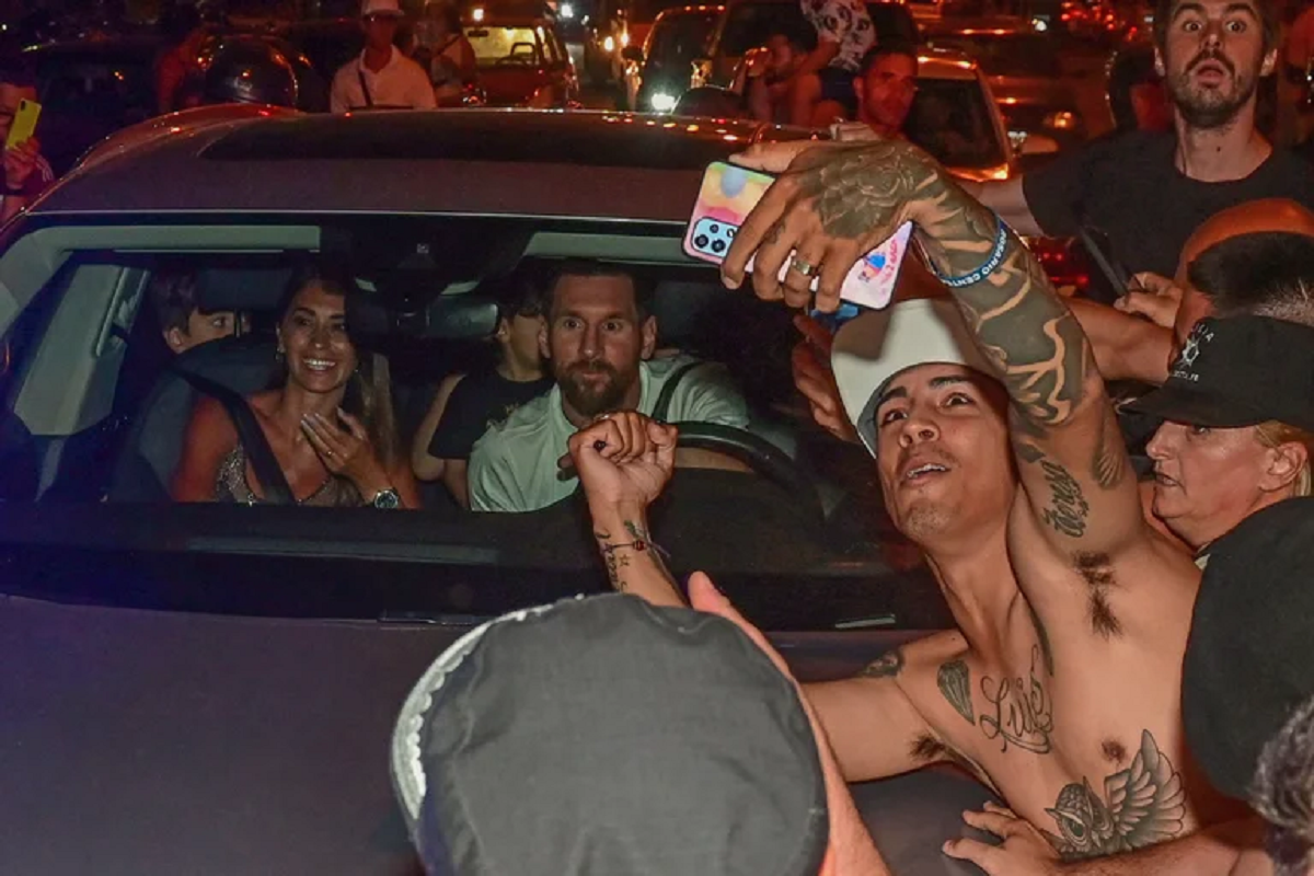 Leo Messi tuvo su fiesta de campeón en Rosario. Foto: Télam 