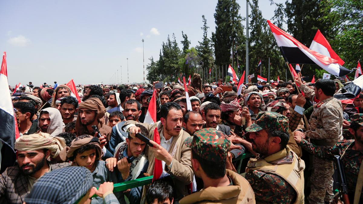 Ocurrió en la capital de Yemen, durante un reparto gratuito de sumas de dinero por parte de algunos comerciantes que ahora se encuentran detenidos. Foto AFP.