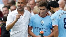 Imagen de Guardiola tras el triunfo del Manchester City sobre el Liverpool: «Julián Álvarez es un jugador excepcional»