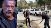 Imagen de «Hasta la vista, bache», el video viral de Arnold Schwarzenegger tapando un agujero en Los Ángeles