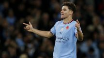 Imagen de Julián Álvarez celebra con un gol su primer título de Premier League con Manchester City