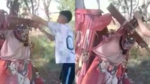 Imagen de Polémica por un pastor evangelista que se filmó destrozando una estatua del Gauchito Gil