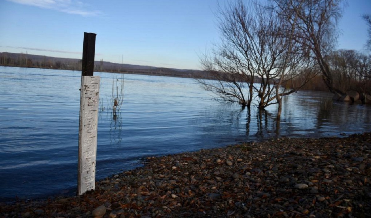 El aumento del nivel del agua ya se observa en el río Negro. Foto: Matías Subat. 