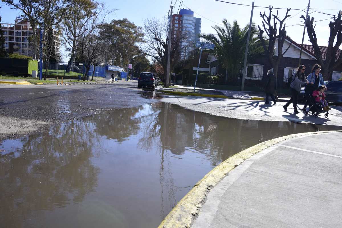 Hubo pérdida de aguas cloacales en el centro de Roca. Foto: Andres Maripe.