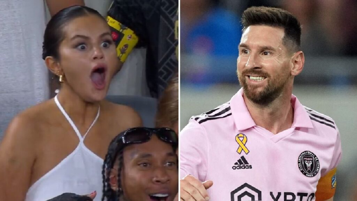 La reacción de Selena Gómez al ver una jugada de Lionel Messi. 