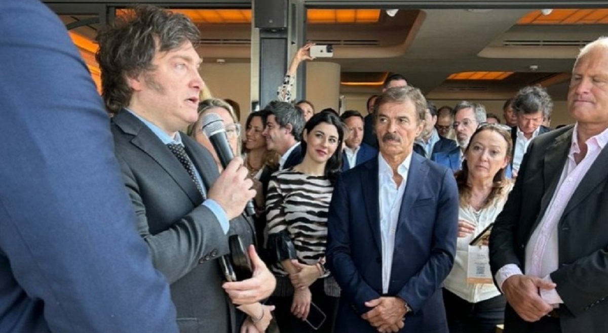 Milei encabezó un exclusivo encuentro con empresarios este jueves. Foto: Gentileza NA. 