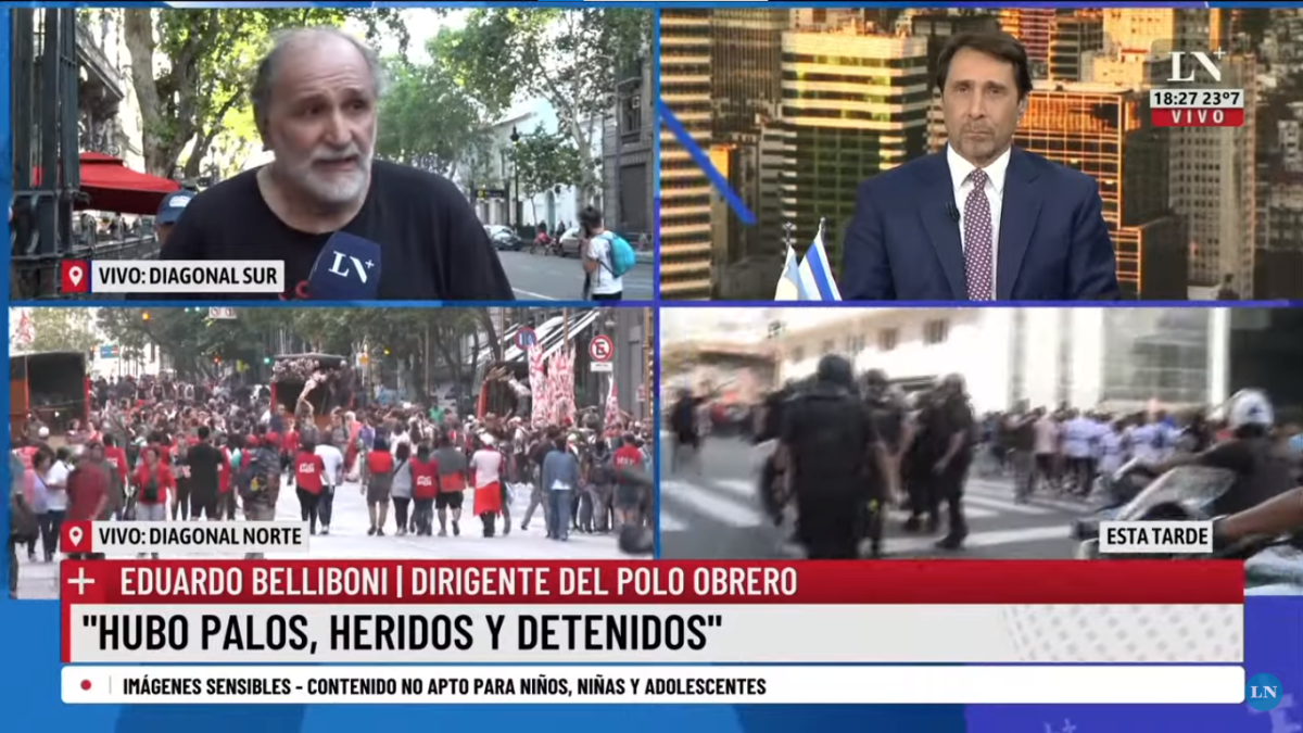 Eduardo Belliboni y Feinmann se cruzaron tras la marcha piquetera: "Me aburro de las editoriales suyas"