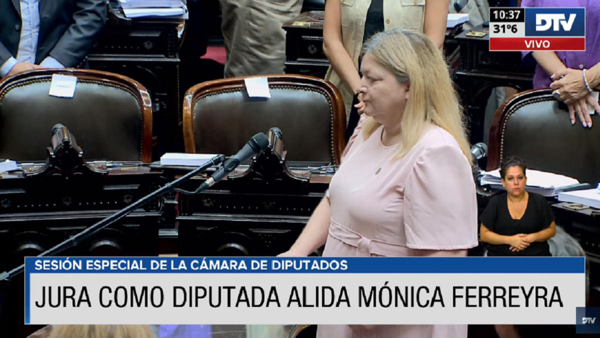 Alida Ferreyra Ugalde juró como nuevos diputados en la histórica sesión previa al debate de la Ley Ómnibus en la Cámara de Diputados.