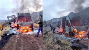 Un transporte escolar se incendió cuando trasladaba a estudiantes de Pilo Lil, en Neuquén