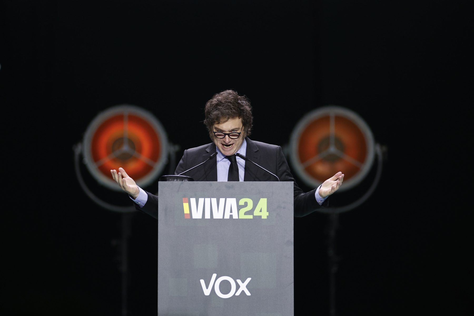 La presentación de Milei en el Congreso de Vox. (Foto: El Mundo). 