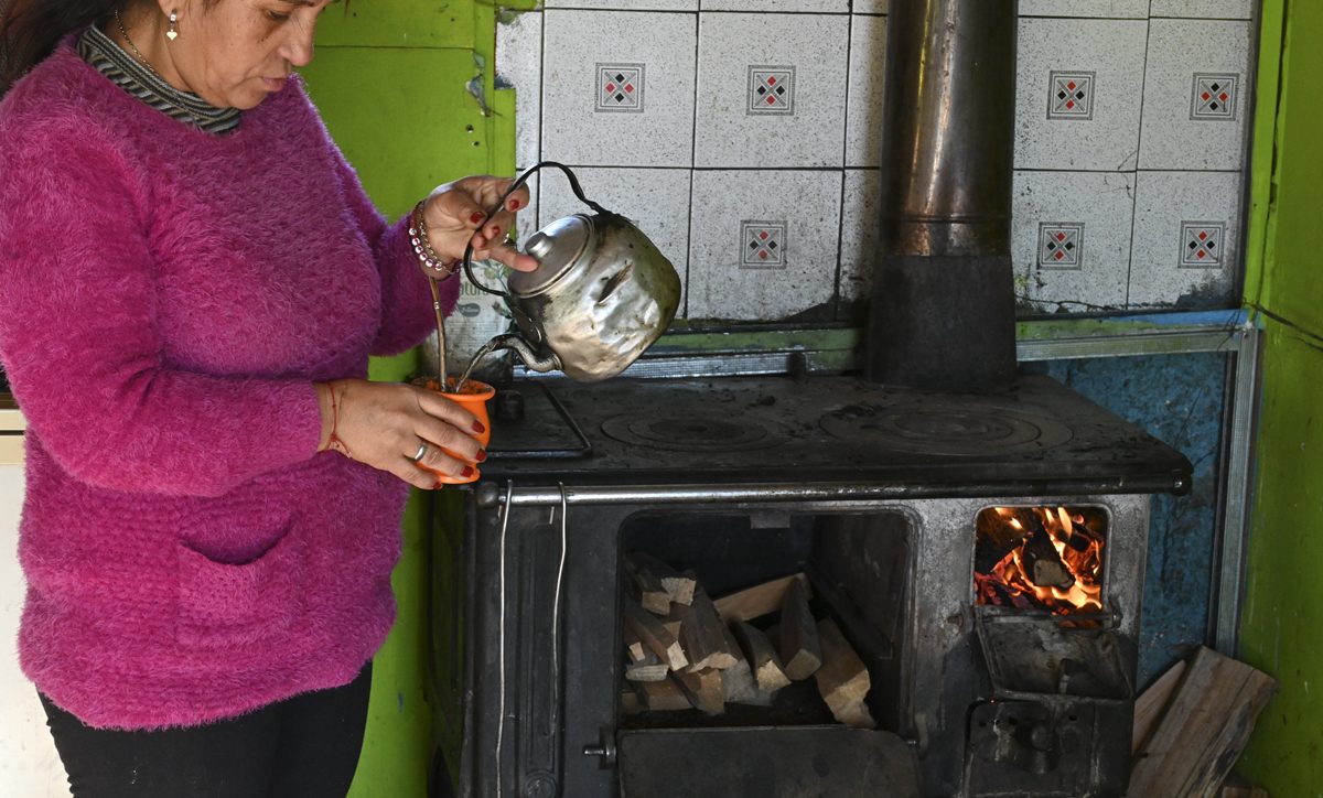 Las estufas a leña sirven para cocinar y calefaccionarse en los hogares sin gas por red. Foto: Chino Leiva