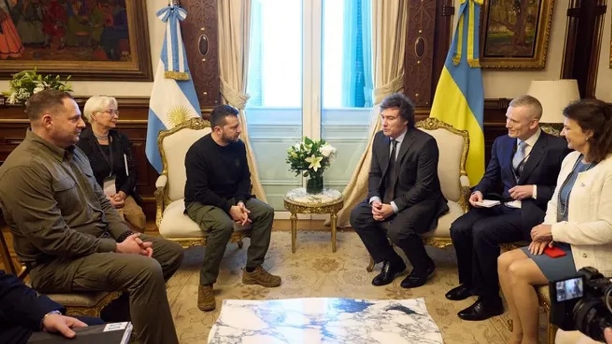 La reunión entre Milei y Zelenski cuando el argentino asumió la presidencia. 