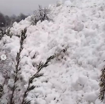El refugiero registró la caída de nieve en el sendero. Foto: captura de video