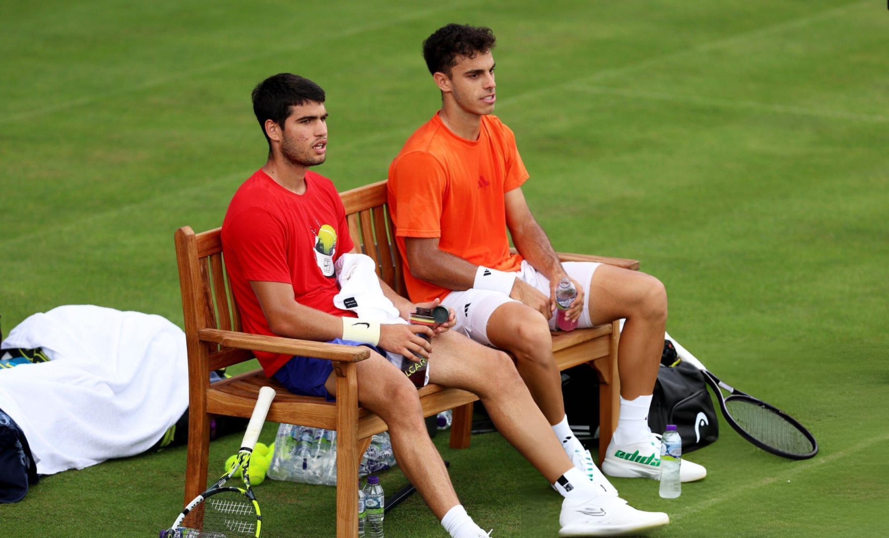 Cerúndolo y Alcaraz entrenaron juntos antes de su duelo en Queen's.