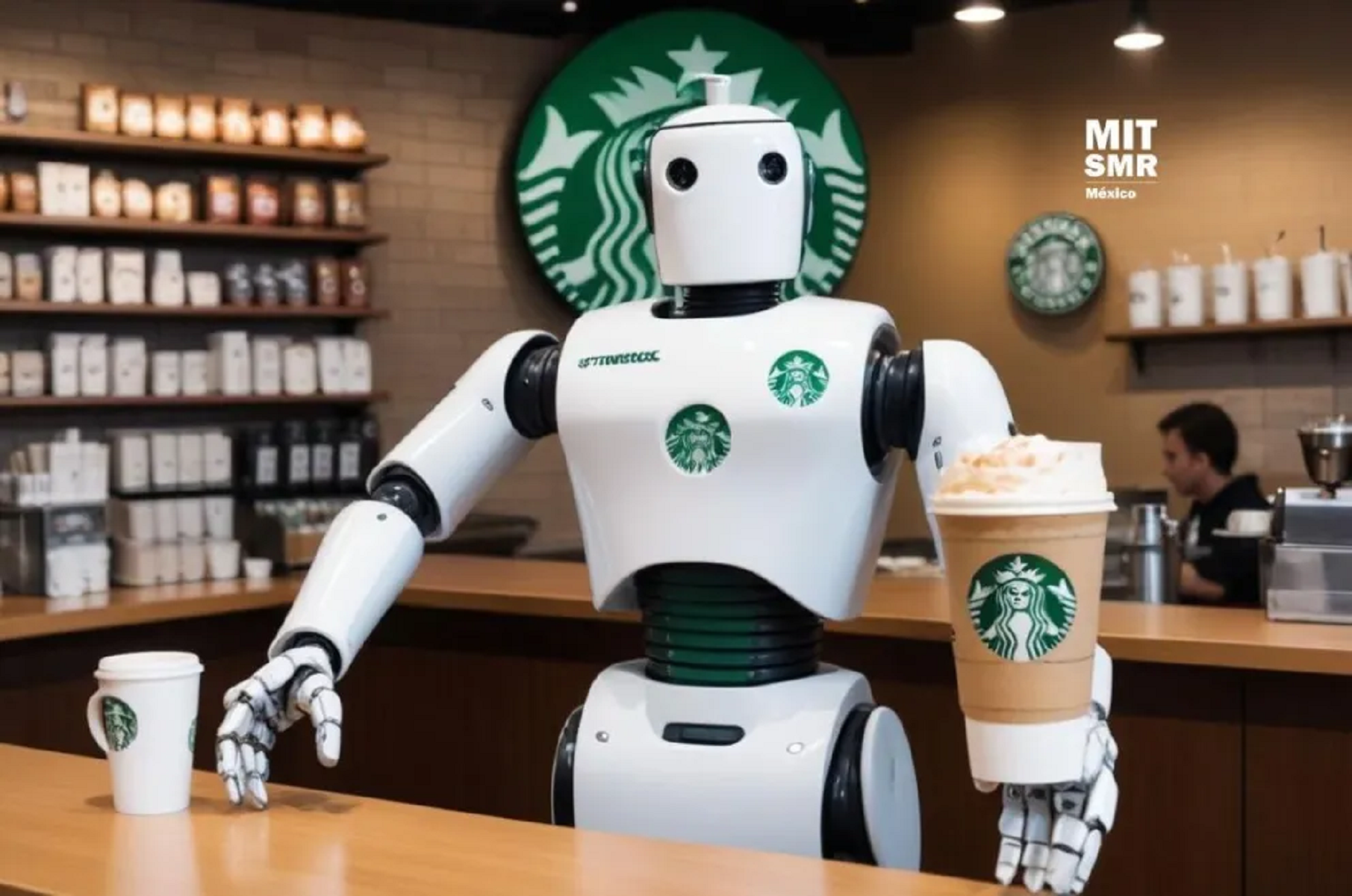 Starbucks tiene 100 robots que atienden una cafetería de Corea del Sur. 