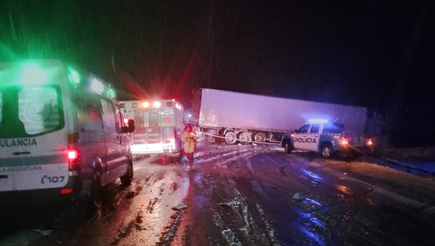 Cuatro muertos en un choque sobre Ruta 40. Foto: gentileza Bomberos Villa La Angostura. 