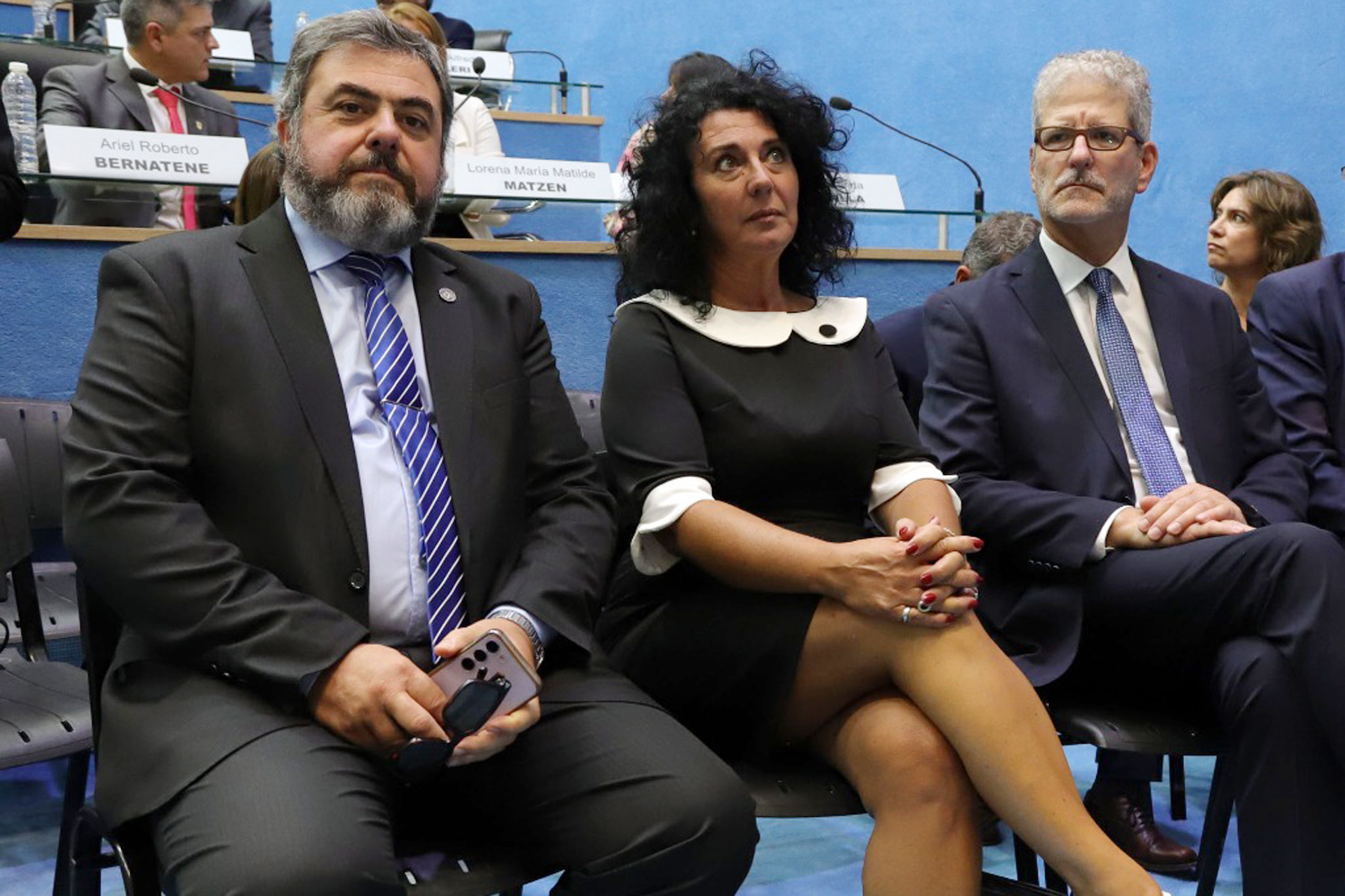 El presidente del STJ, Sergio Ceci, y los vocales Cecilia Criado y Sergio Barotto, que deberán opinar del fallo de la Cámara Laboral. Foto: Marcelo Ochoa.