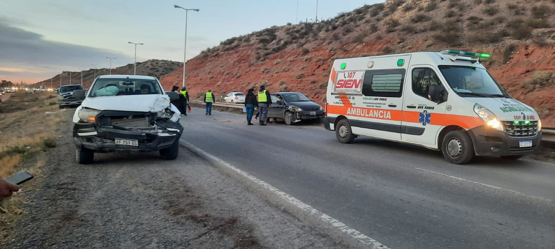 Hubo congestión de tránsito por un choque múltiple en  Ruta 7. Foto: Gentileza Jorge Iturra