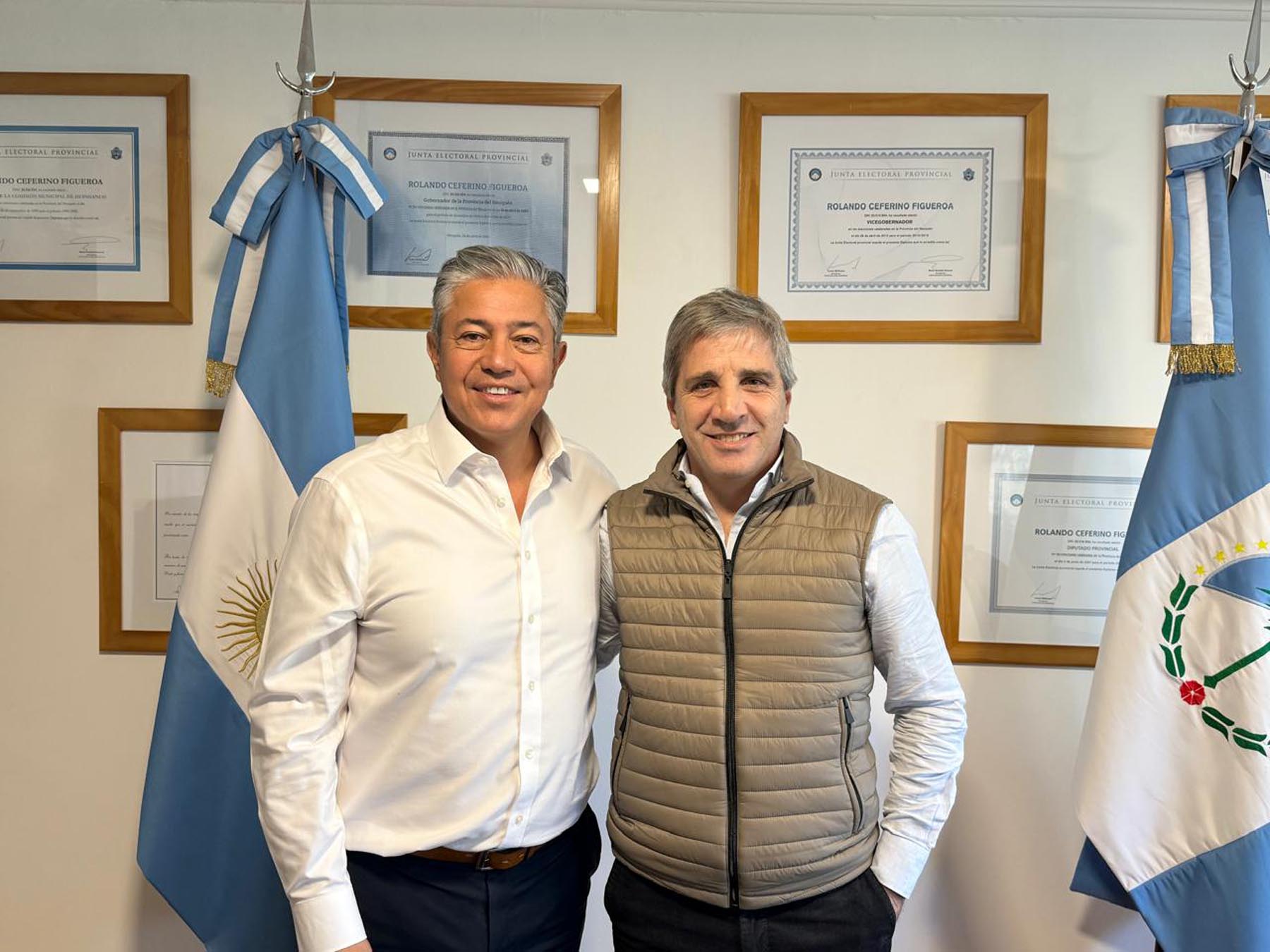 El gobernador Rolando Figueroa se reunió con el ministro de Economía, Luis Caputo.  