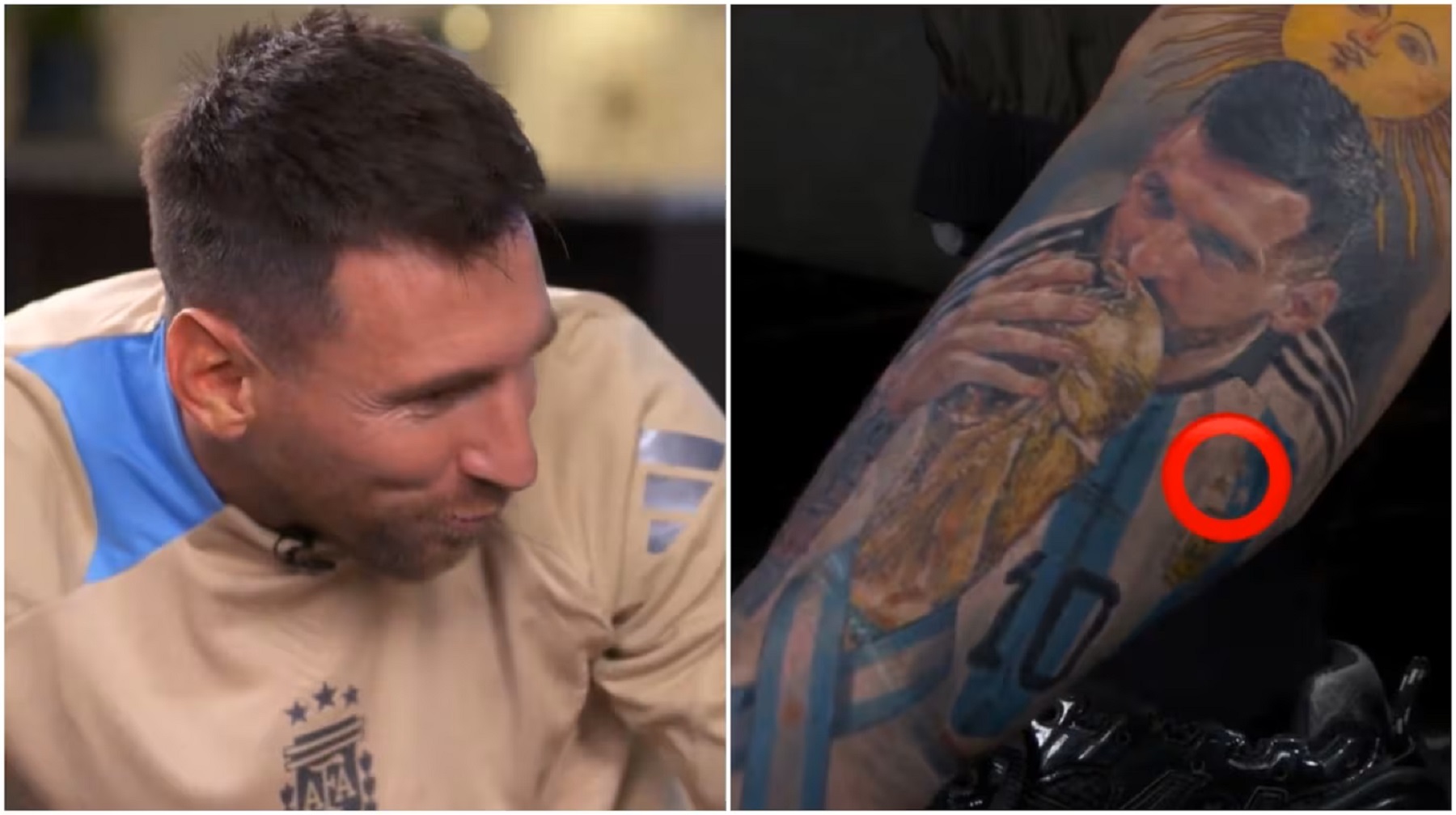 Messi se sorprende al ver el tatuaje que se hizo Marcelo Tinelli