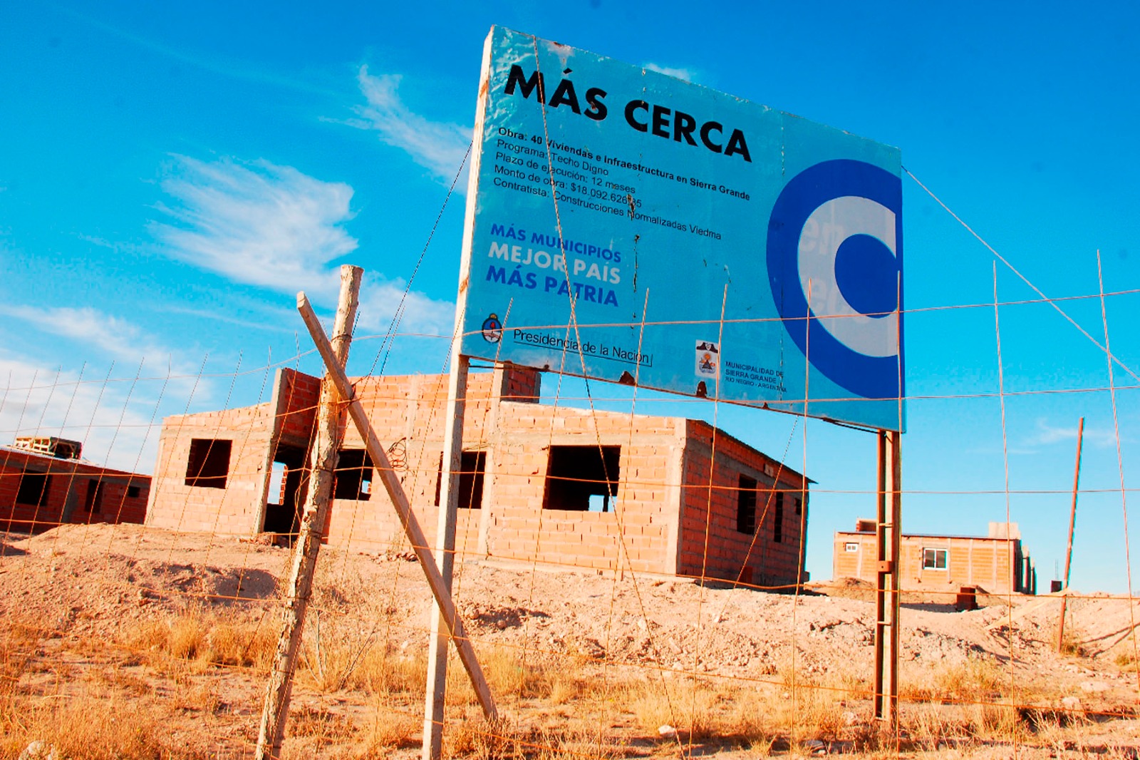 El plan Techo Digno de 40 viviendas de Sierra Grande. Foto Archivo