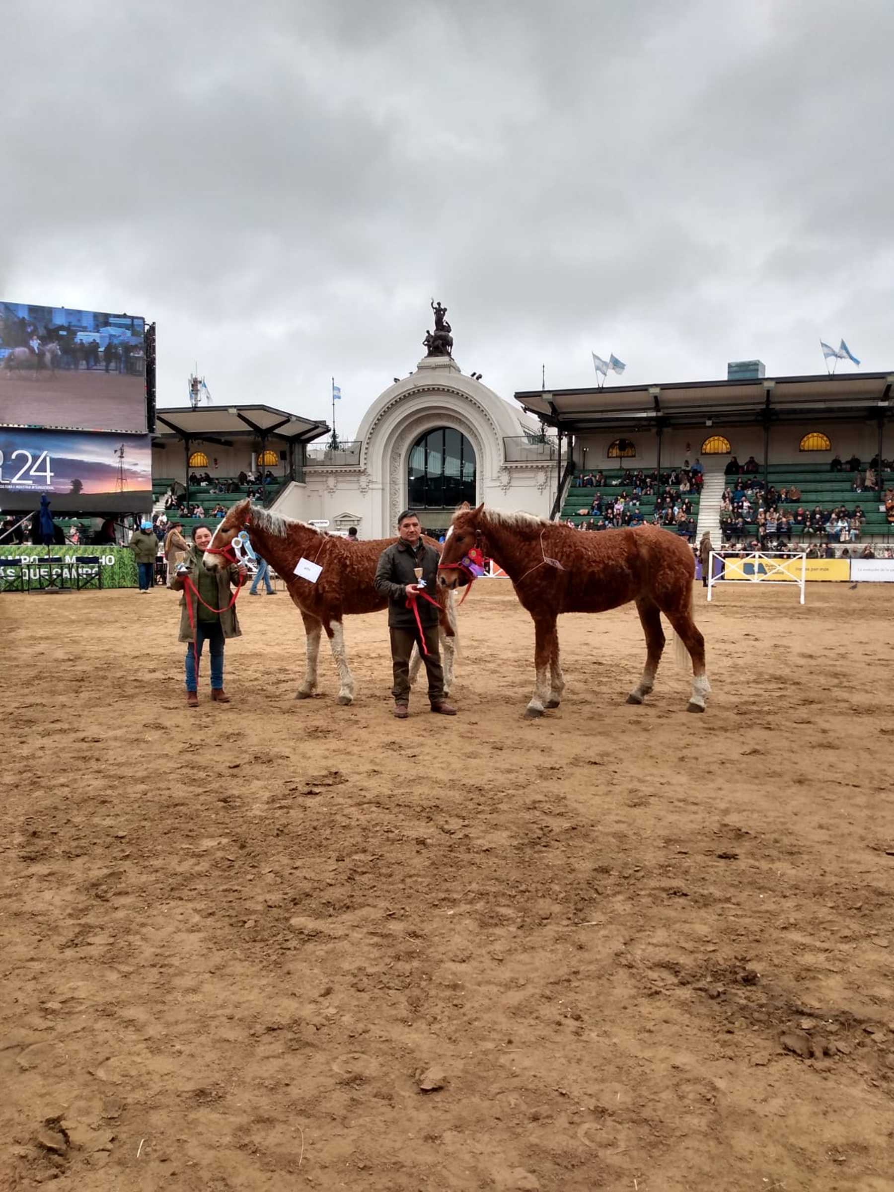 Andrea y Gerardo de Maquinchao en La Rural luciendo sus caballos con rulos. Foto: gentileza