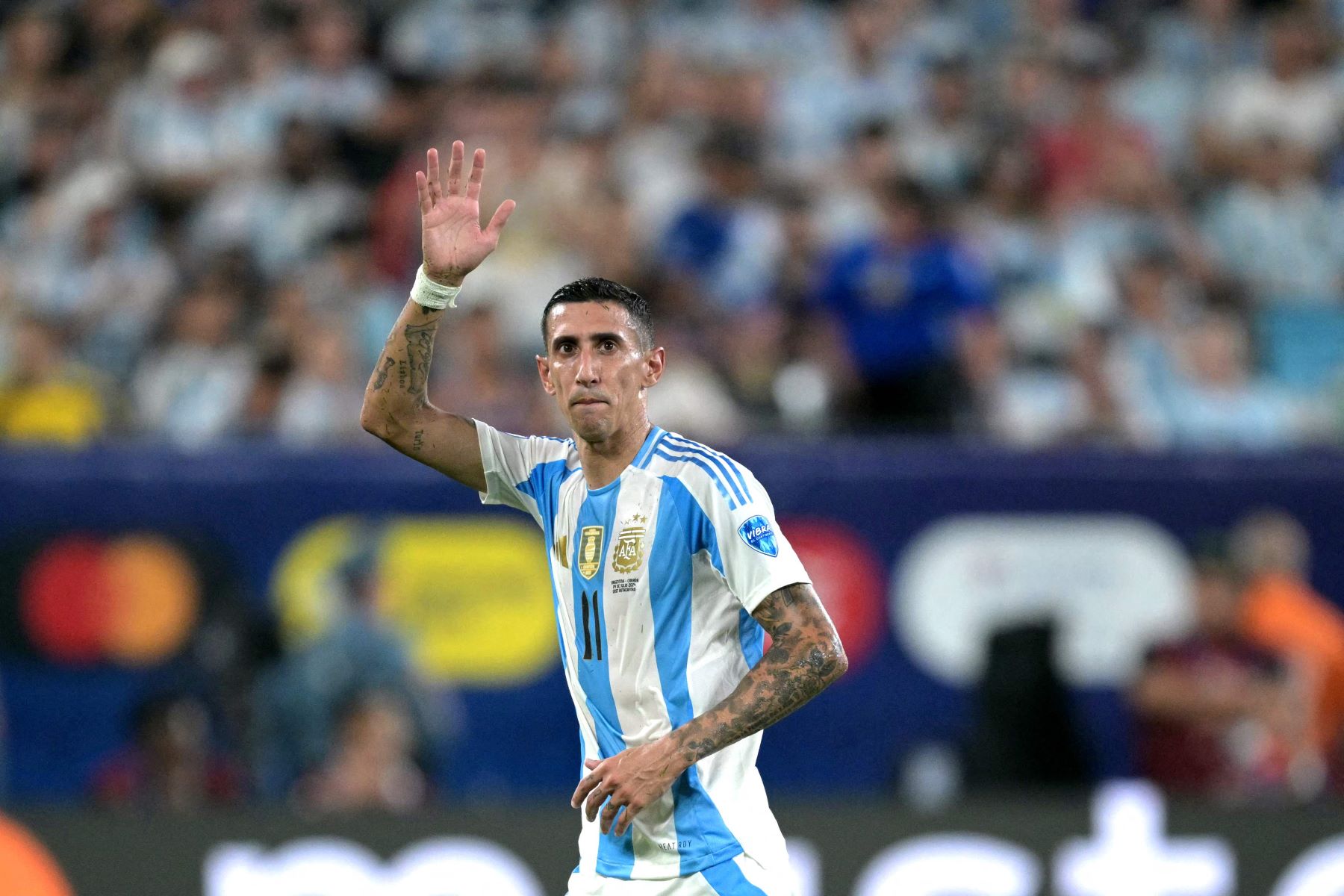 Ángel Di María se despide de la Selección Argentina en el partido contra Chile en el Monumental. (AP)