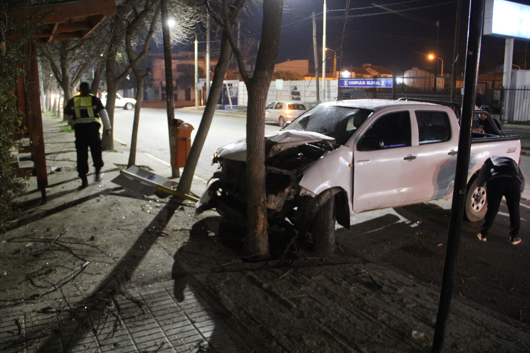 La conductora perdió el control y terminó estrellándose contra un árbol. Foto: gentileza Centenario Digital.