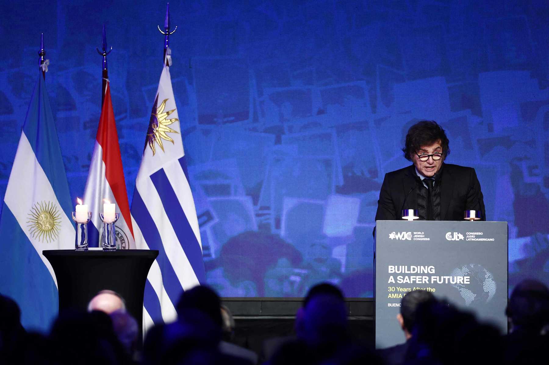 El presidente Javier Milei en el acto del Congreso Judío Mundial y Latinoamericano. 