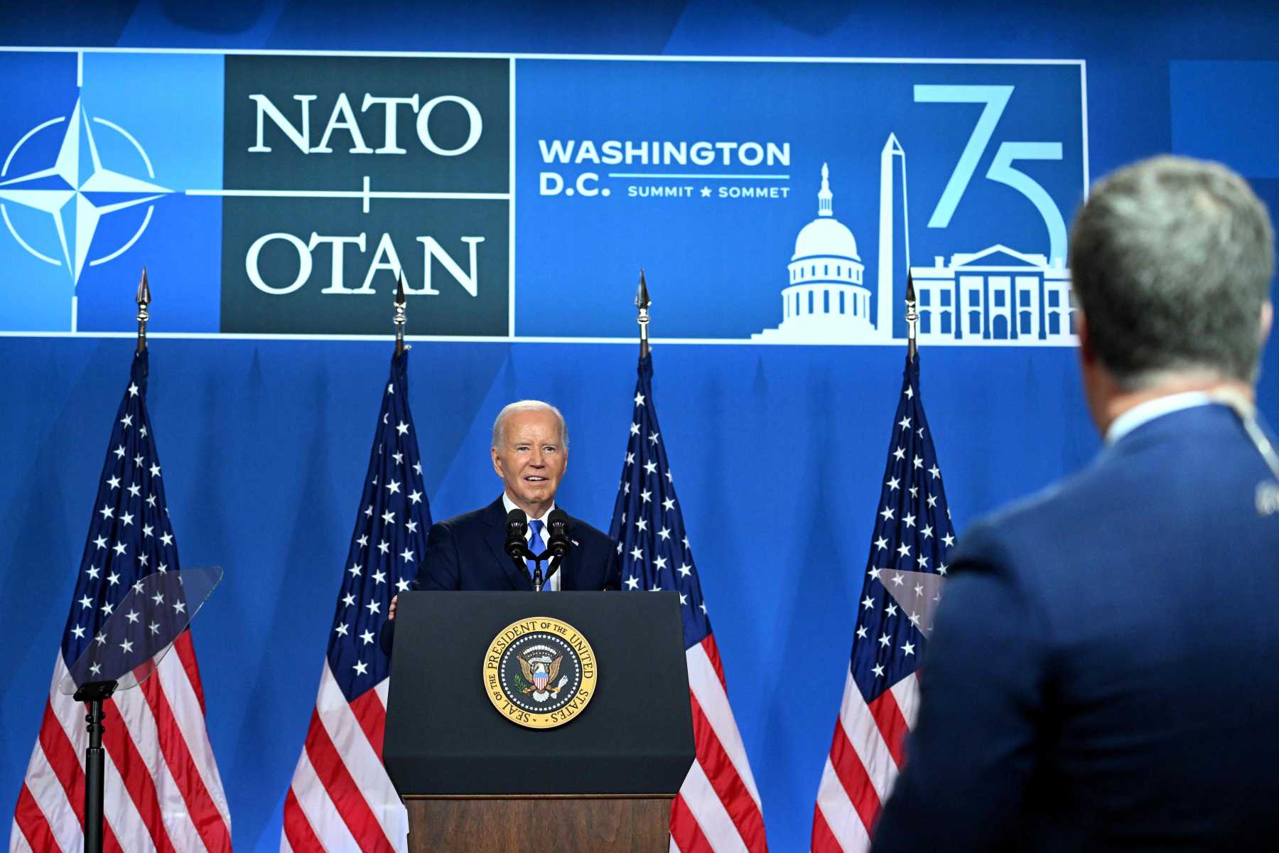 Joe Biden ratificó su candidatura en Estados Unidos, tras confundir a Zelenski con Putin. (Crédito SAUL LOEB / AFP)