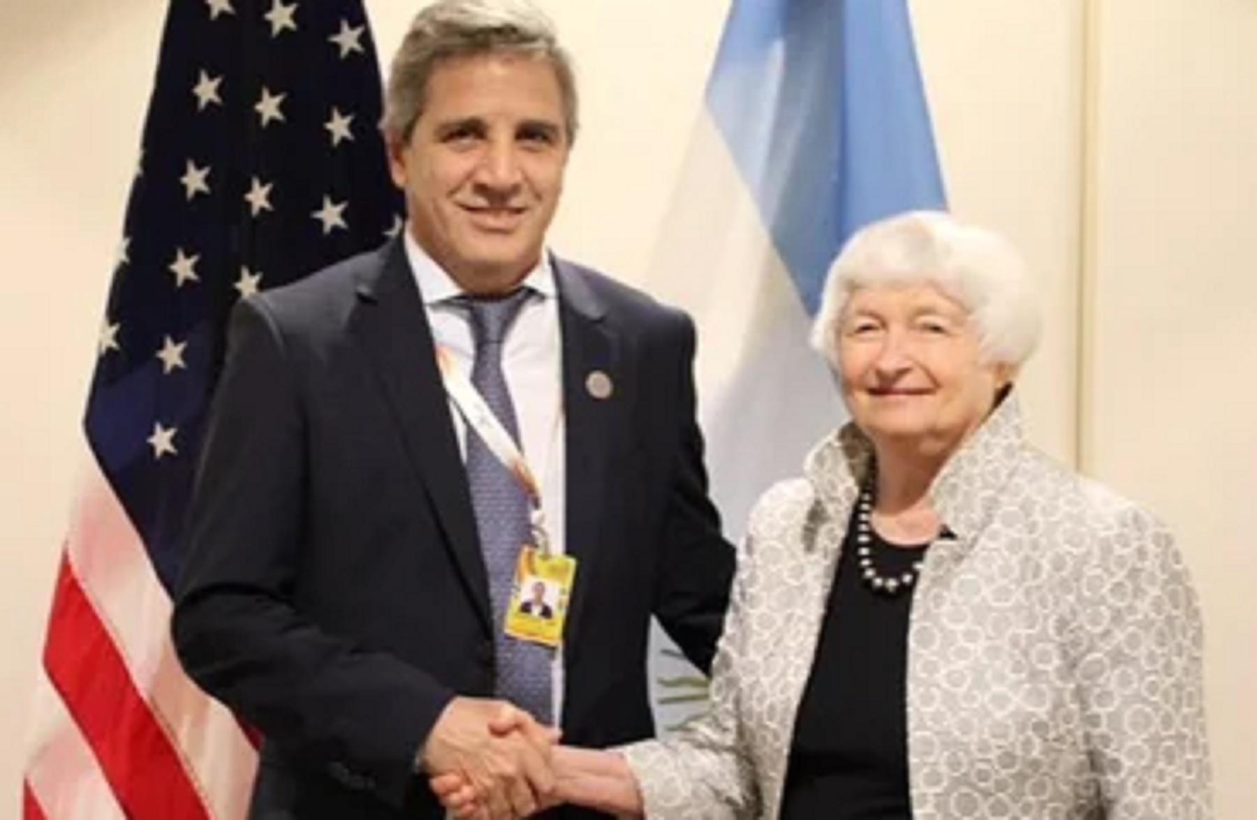 Luis Caputo y Janet Yellen, secretaria del Tesoro de Estados Unidos.