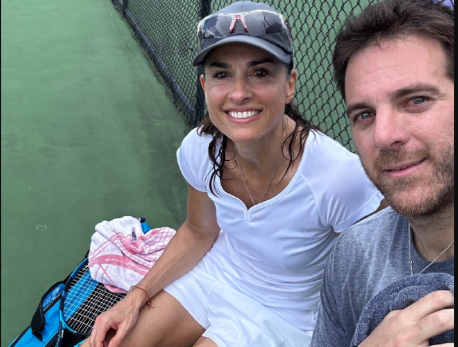 Gabi y Delpo entrenaron lunes y martes en el cemento estadounidense. 