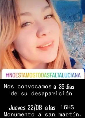 Searching for Luciana Muñoz in Neuquen: 40 days after her disappearance, a march will be held this Thursday