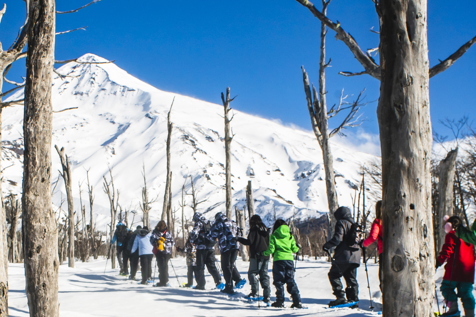 Junín de los Andes afianza su oferta turismo de invierno con propuestas innovadoras como caminatas en raquetas a la base del Lanín, excursiones en lancha y mucho más. Fotos: Turismo Junín de los Andes.