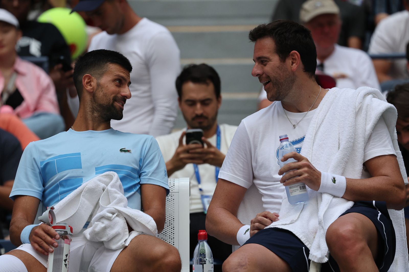 Del Potro y Djokovic compartieron una práctica en Nueva York.