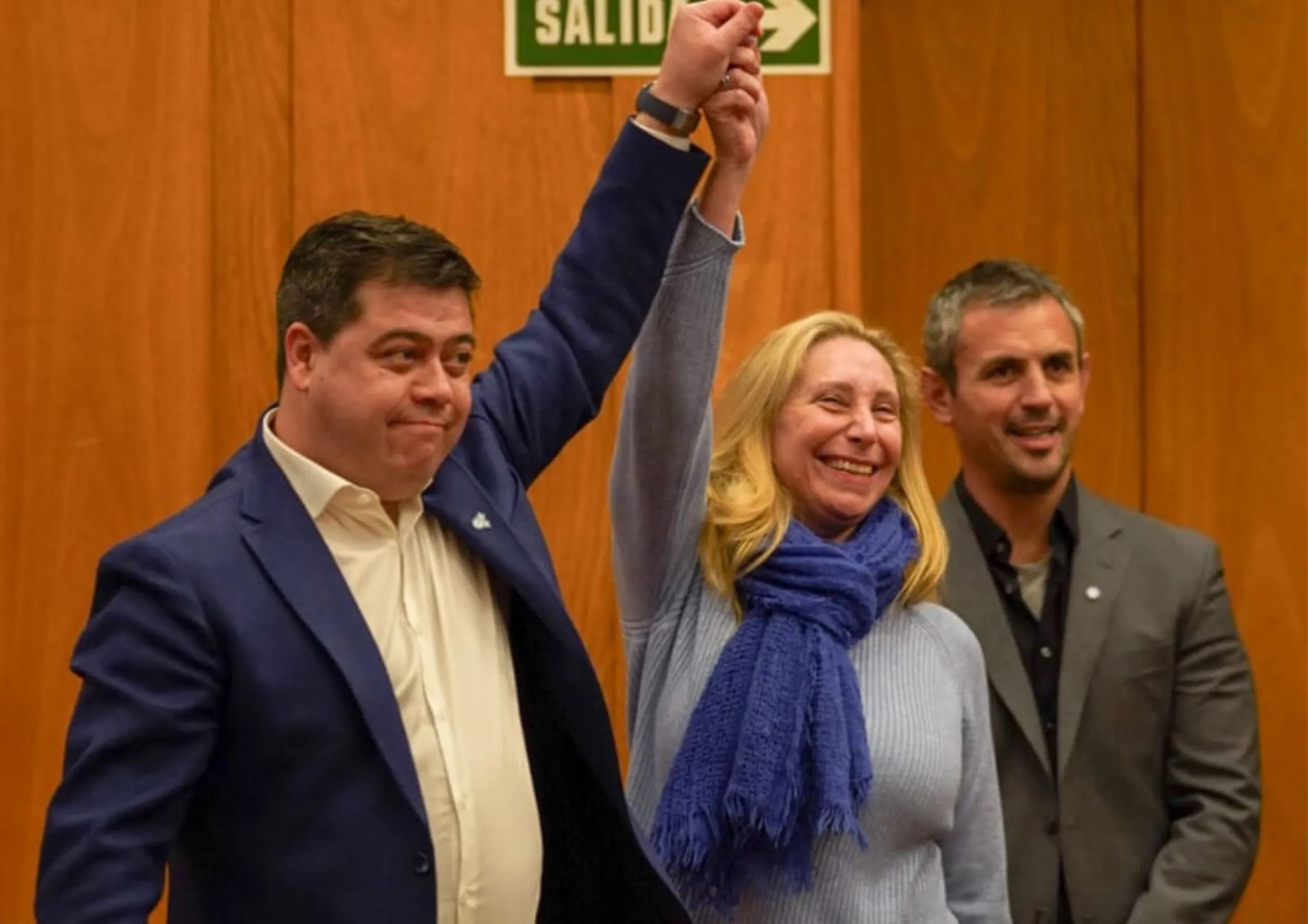 César Treffinger junto a Karina Milei y Martín Menem. (Gentileza)